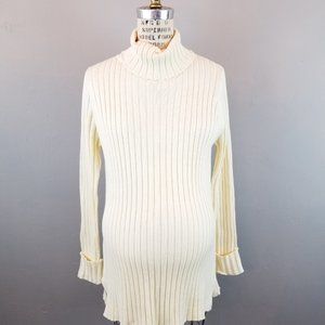 Maternity Ribbed L/S Cream Turtleneck Sweater by Belly Basics Size Small  NEW